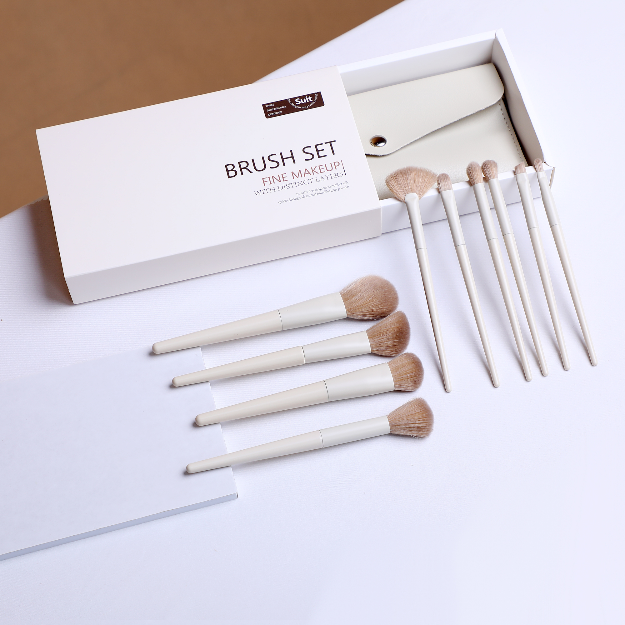 Complete 10-Piece Makeup Brush Set for Your Beauty Needs - Includes Powder, Foundation, Contour, Blush, Highlight, Blending, Color Application, Eyeshadow, Concealer, and Brow Brushes!