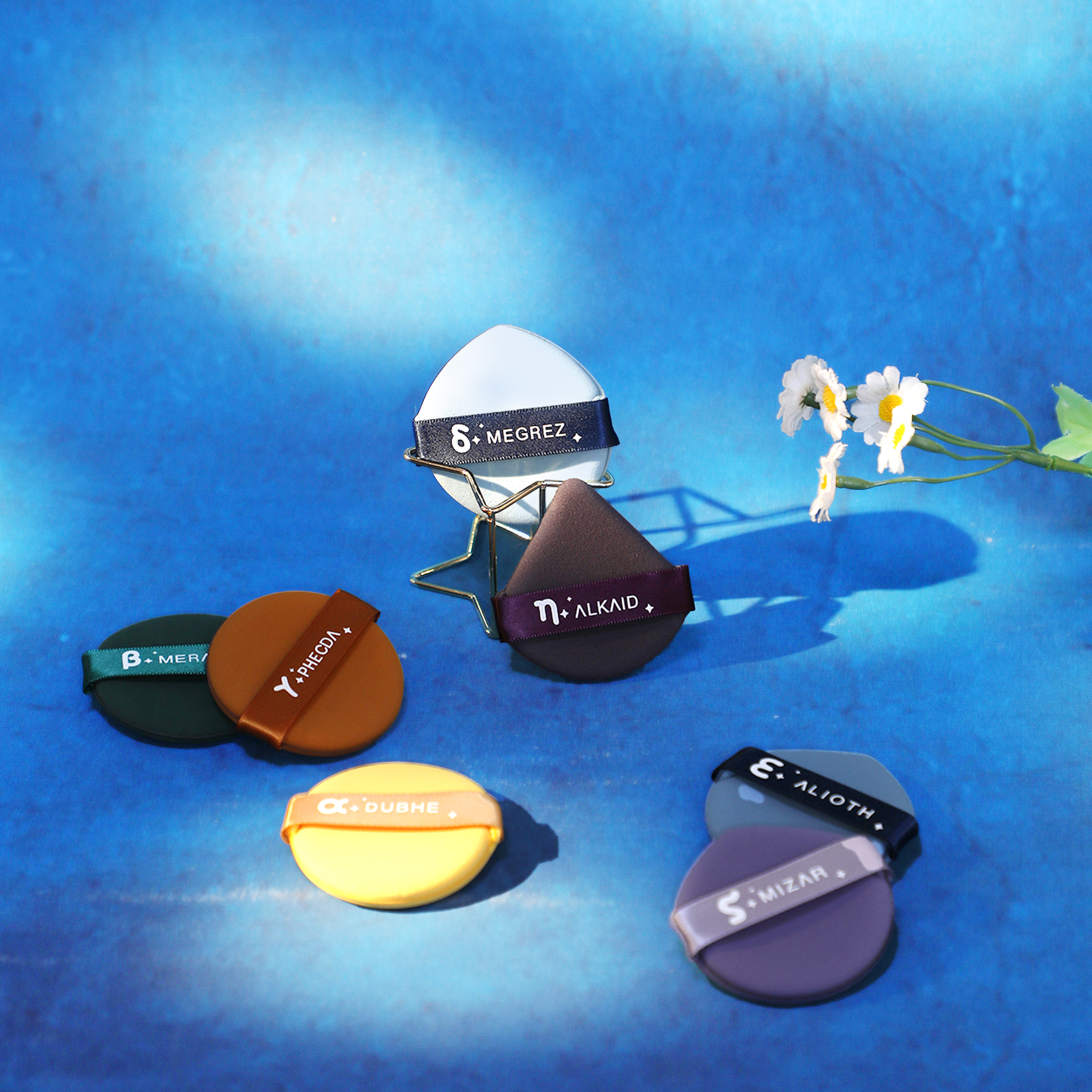 Big Dipper 7 Star Powder Puff Set Soft non-eating powder double-sided Air cushion Powder Puff Beauty egg dry and wet