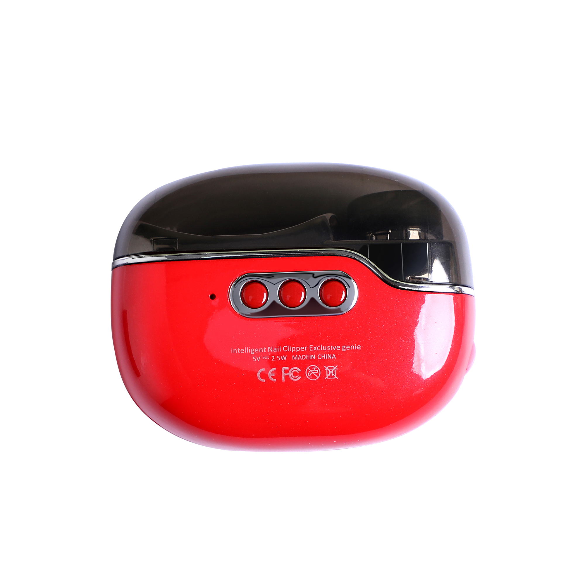 Electric Nail Clipper with UV Baking Light Nail Trimmer USB Rechargeable Polish Safety Red