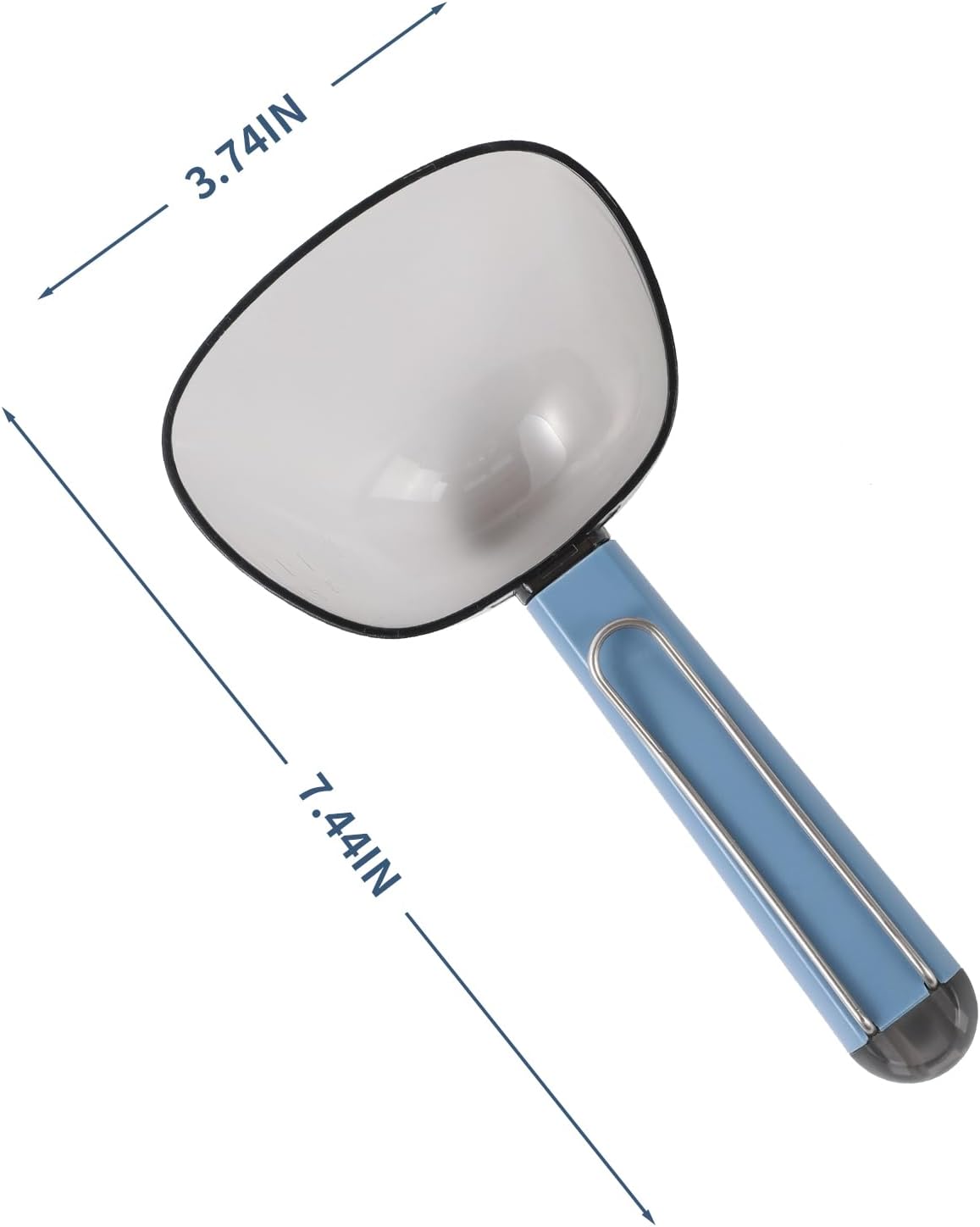 Clear Measuring Scoops Set, Suitable for Pet Food, Coffee bean, Protein, Powders, and Other Dry Goods, Handle with Sealing Clip, for Measurement and Food Storage, Reusable Clear Plastic Scoops