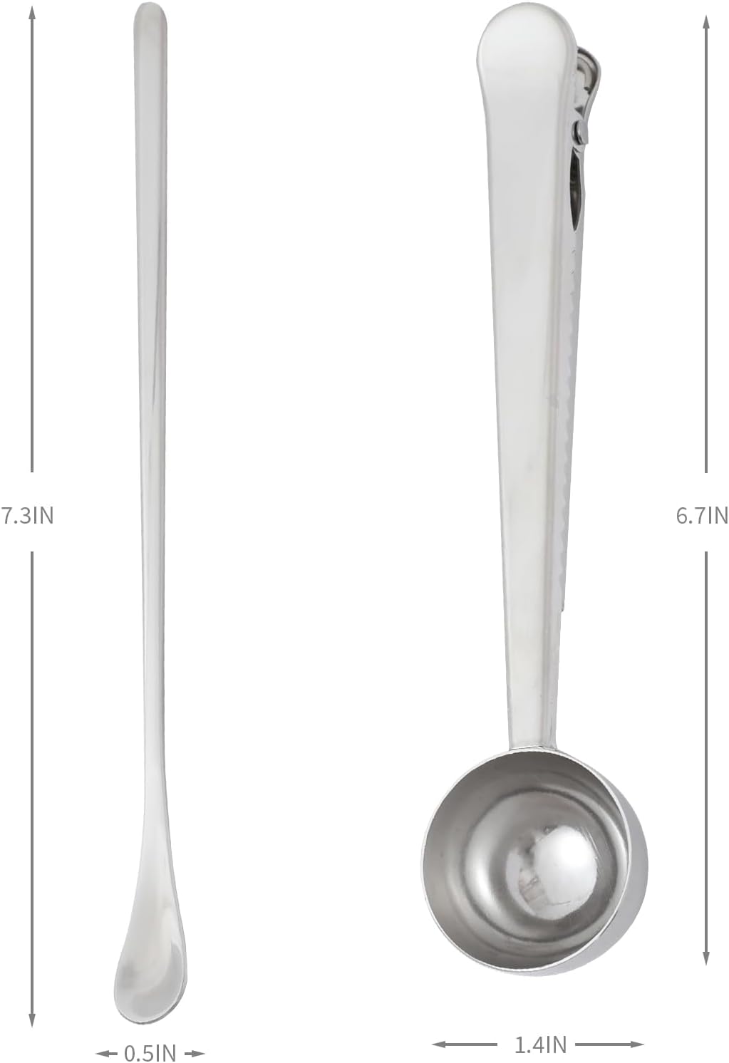 Coffee Measuring Scoop Clip Set, With Stirring Spoon and Bag Clip, Kitchen Gadgets, 304 Stainless Steel, 3 Coffee Tools Set for Coffee Bean and Powder, Tea, Sugar, Spice, Clips for Food Storage