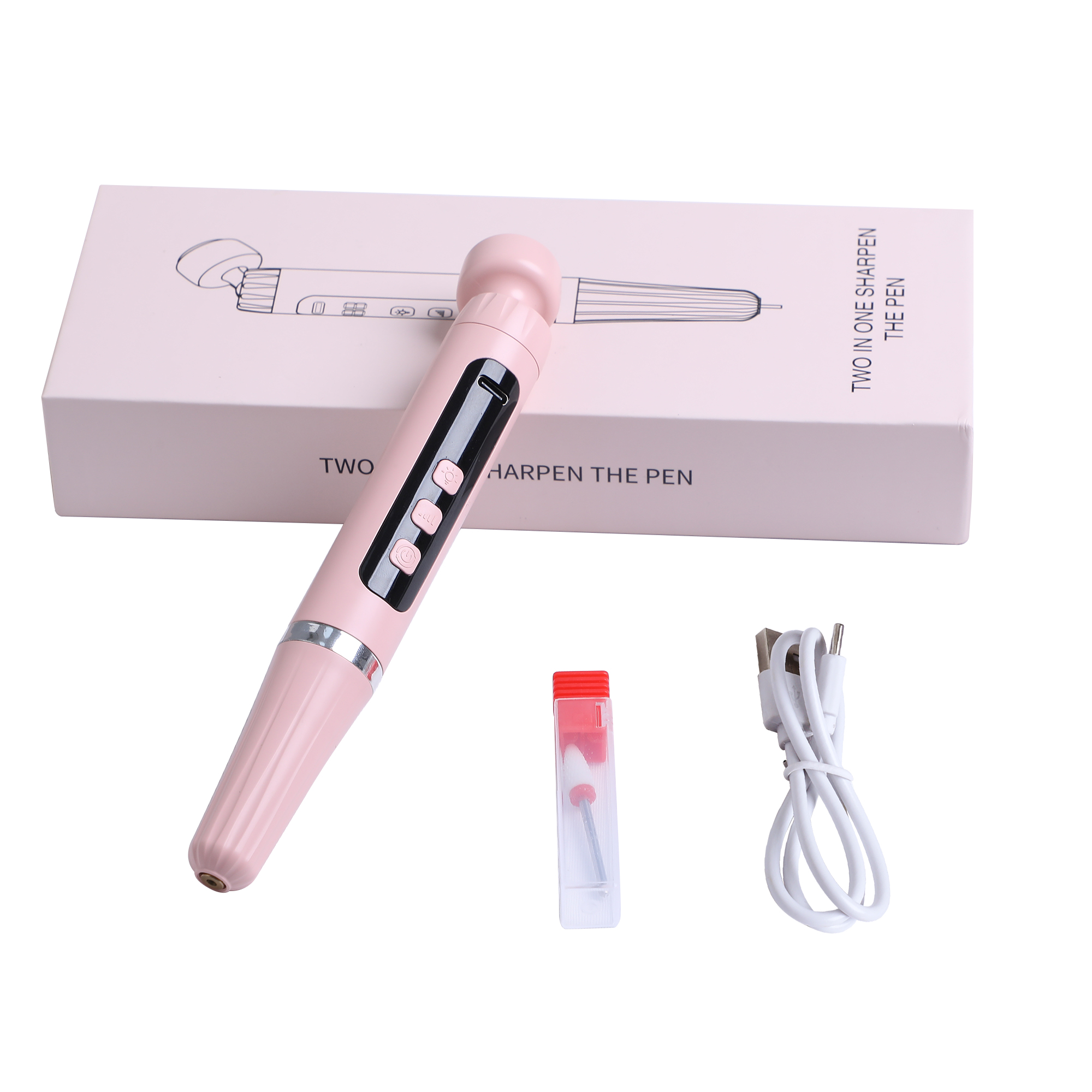 2 in 1 Electric Nail Drill and UV Nail Lamp, Pink Portable Cordless Nail File Machine with Movable UV Light for Gel Nails Polishing Curing, 5 Speeds Rechargeable Nail Drill
