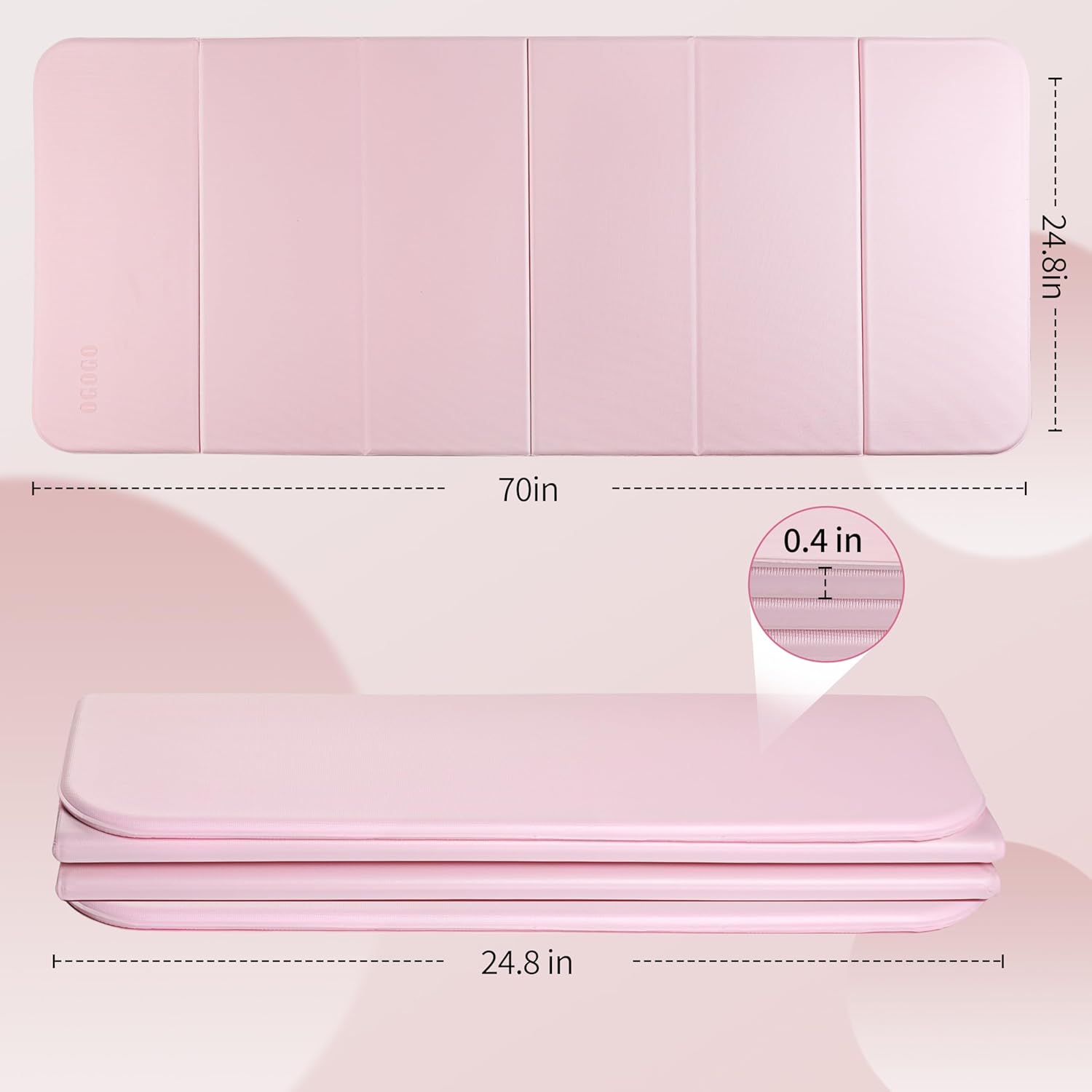 OGOGO Foldable Yoga Mat - Extra Thick 70" x 24.8"x 2/5 Inches Eco-Friendly POE Material, Non-Slip Design Fitness Mats, Multi-Purpose Workout Mats For Studio or Home Use…