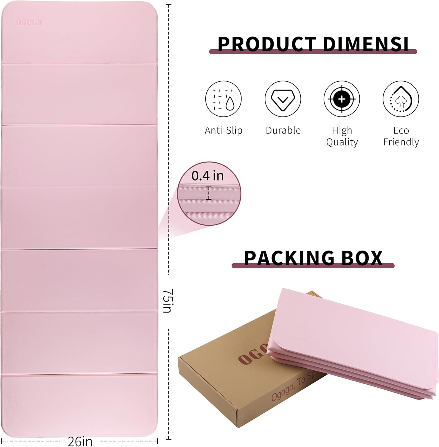 2-in-1 Foldable Fitness Mat 75 x 26 inches - Extra Thick 2/5 Inches Yoga Mat, Lightweight and Portable, Ideal for Yoga, Pilates, Full Body Workouts, Doubles as Step Stool, Yoga Block, Meditation Seat