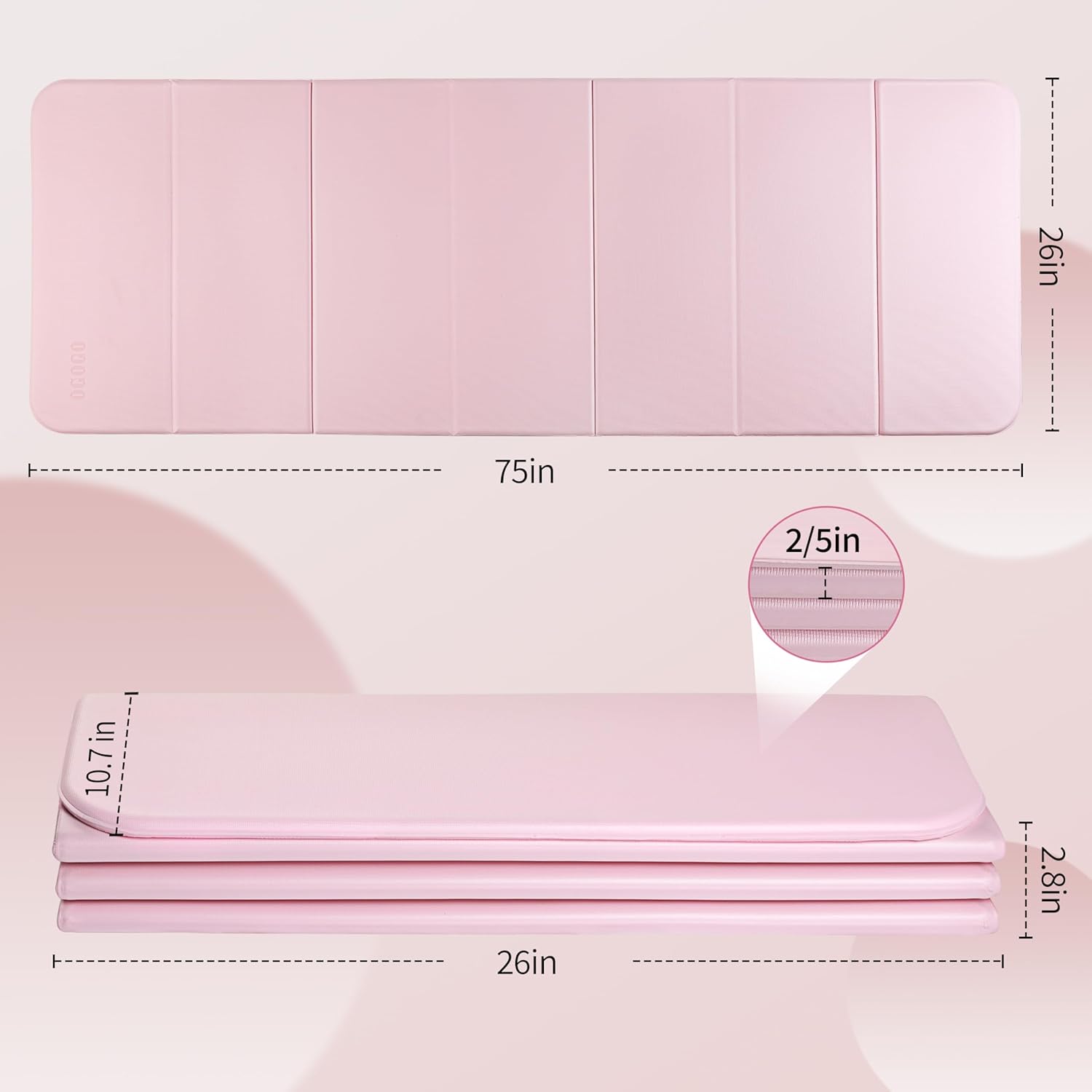 2-in-1 Foldable Fitness Mat 75 x 26 inches - Extra Thick 2/5 Inches Yoga Mat, Lightweight and Portable, Ideal for Yoga, Pilates, Full Body Workouts, Doubles as Step Stool, Yoga Block, Meditation Seat