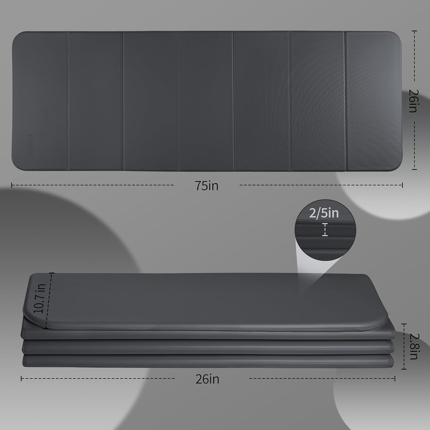 2-in-1 Foldable Fitness Mat 75 x 26 inches - Extra Thick 2/5 Inches Yoga Mat, Lightweight and Portable, Ideal for Yoga, Pilates, Full Body Workouts, Doubles as Step Stool, Yoga Block, Meditation Seat