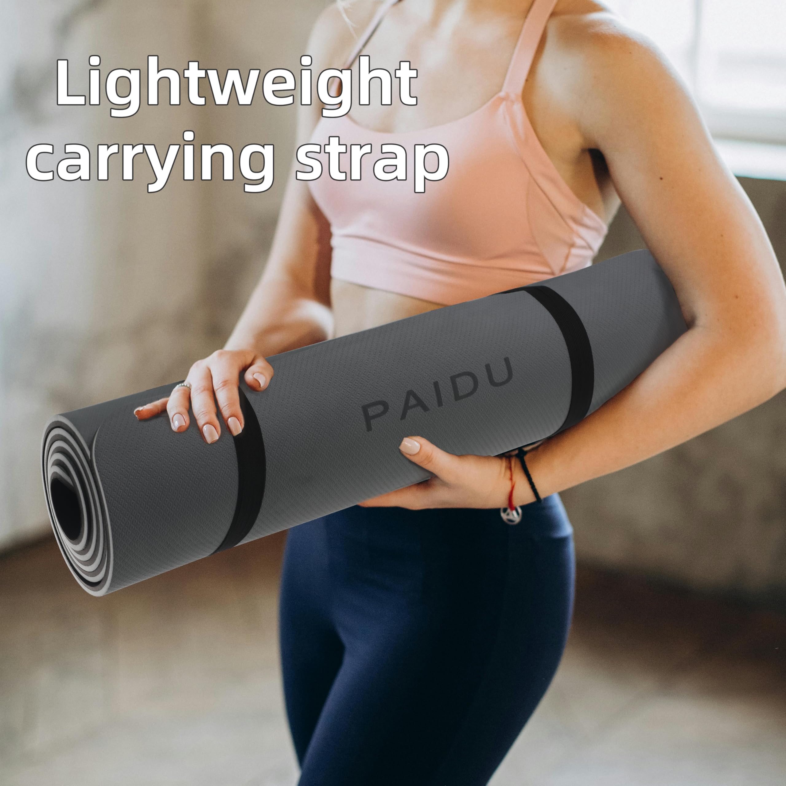 Yoga Mat Non Slip Anti-tear,extra thick High Resiliency Professional POE Yoga Mats for Women Men Kids,70"x24"x10mm,Workout, Yoga, Pilates and Floor Exercise, with Carrier Strap