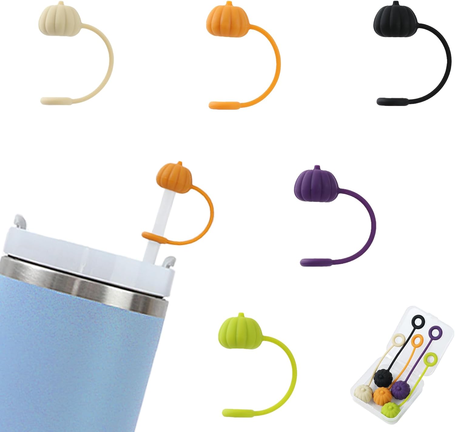 5PCS Stanley Straw Cover, Cute Silicone Straw Cap, Straw Covers Cap for Stanley Cup 30&40oz with Tumblers, 10mm Dust Proof Straw Cap