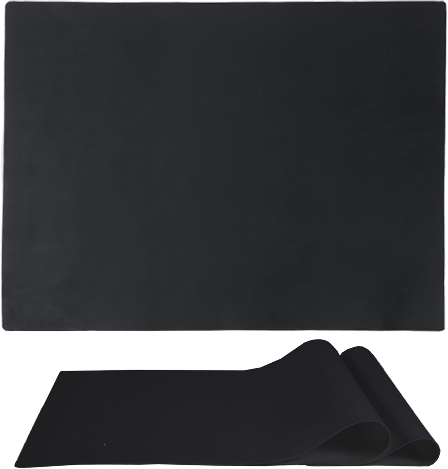 Nonslip Silicone Mats for Kitchen Countertop - Heat Resistant, 15.7-11.8 inches,Easy to Clean,Dining-Table Saver Pad - 2 Packs, Black