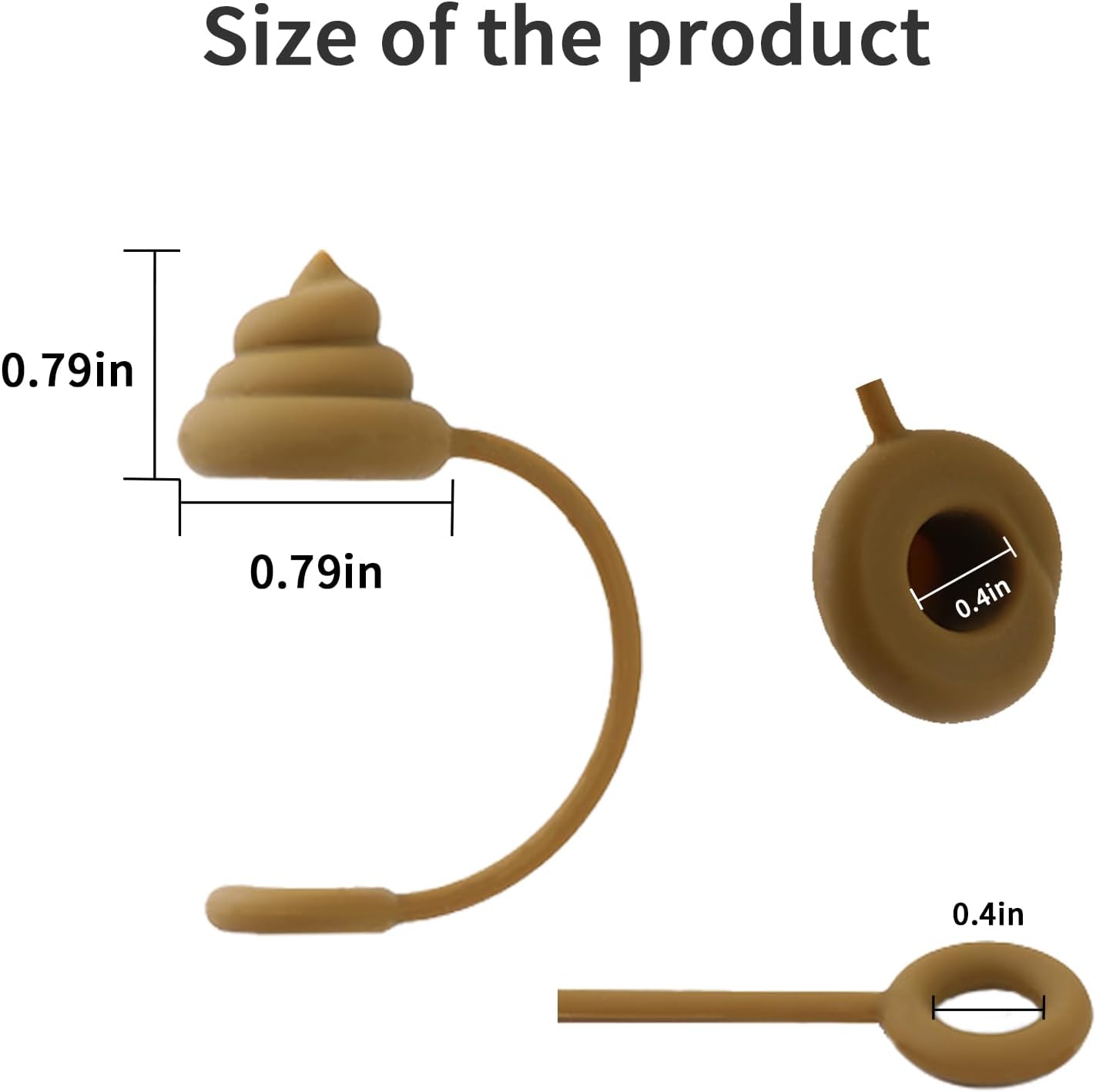 5PCS Poo-Shape Straw Covers Cap for Stanley Cup,Silicone Straw Cap for Stanley 30&40 oz Cup, 10mm Dust-Proof Reusable Straw Tips Lids.