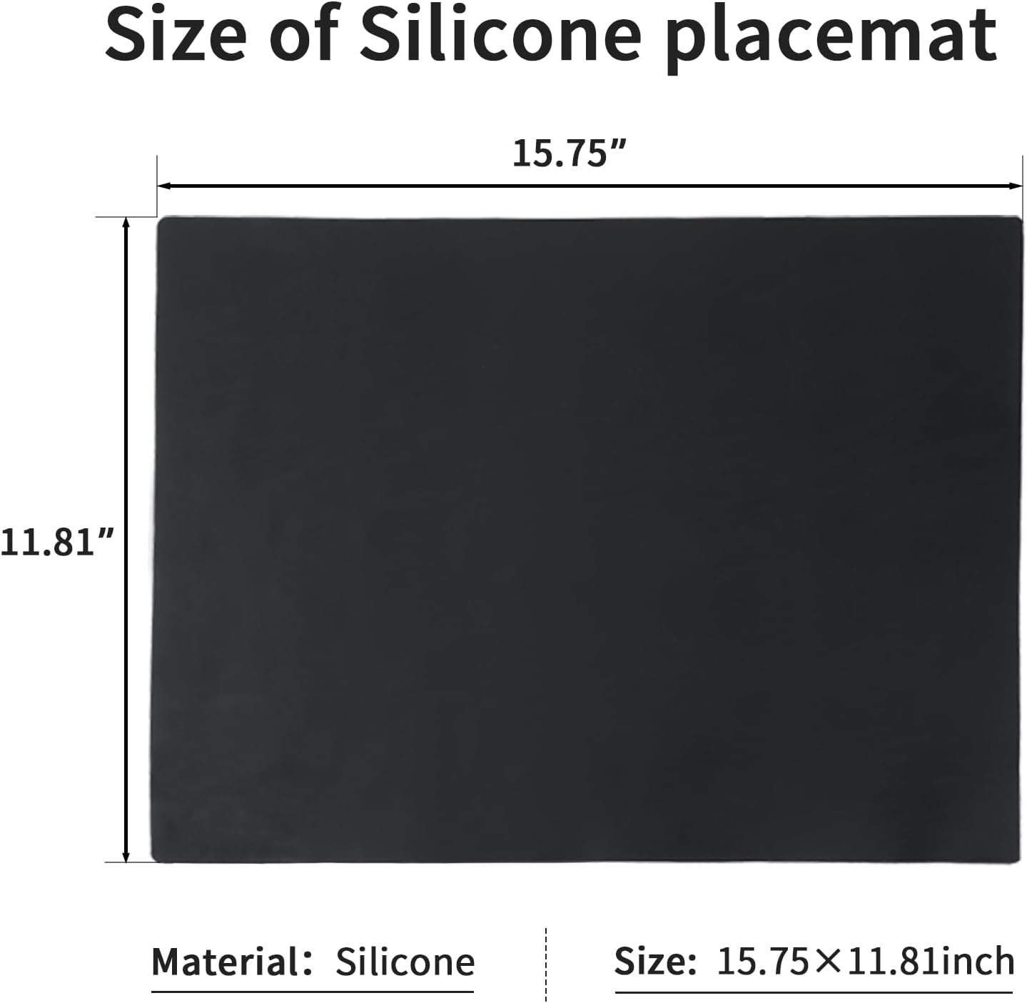 Nonslip Silicone Mats for Kitchen Countertop - Heat Resistant, 15.7-11.8 inches，Easy to Clean,Dining-Table Saver Pad - 2 Packs, Black
