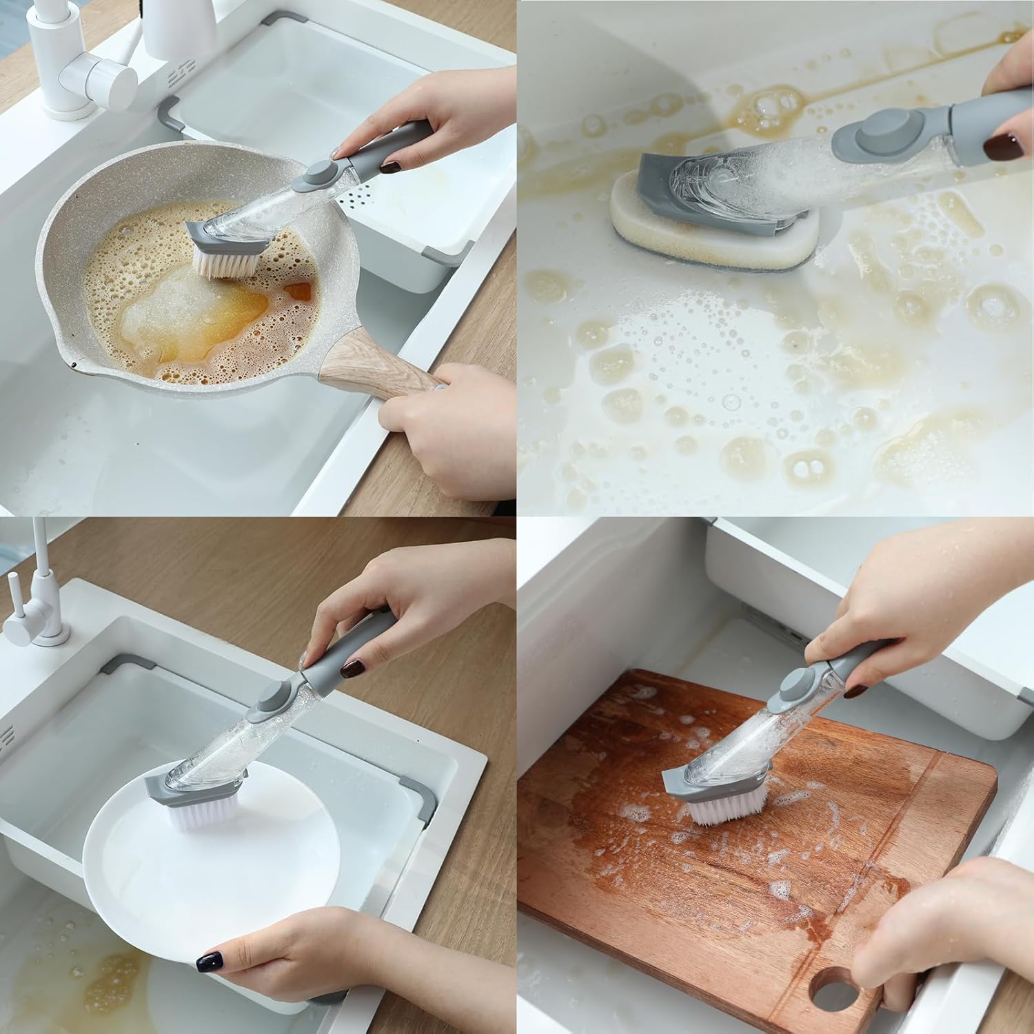Dish Brush, Scrub Brush, Dish Sponge Set - Multi-Use Kitchen Sponges & Scrub Brush for Cleaning Brush, Pots, and Pans