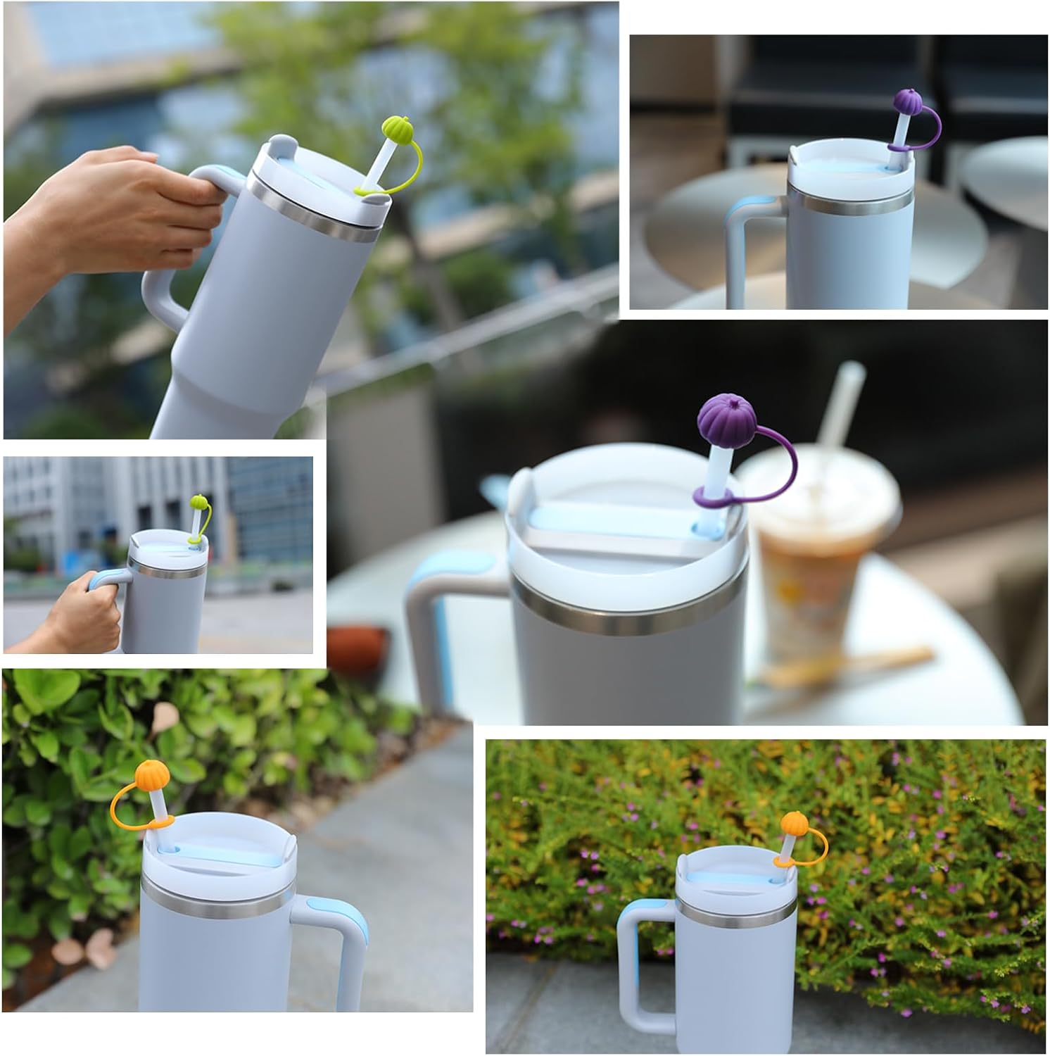 5PCS Stanley Straw Cover, Cute Silicone Straw Cap, Straw Covers Cap for Stanley Cup 30&40oz with Tumblers, 10mm Dust Proof Straw Cap