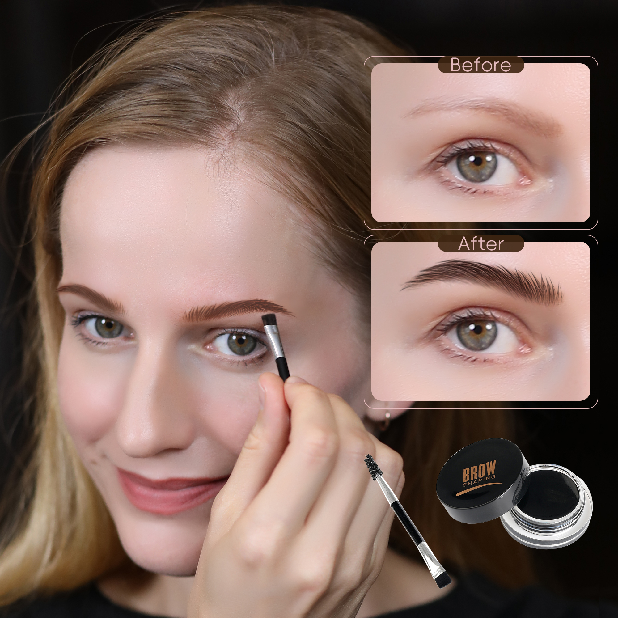 Eyebrow Cream with Brush, Long Lasting Waterproof Eyebrow Pencil Gel, Natural Brow Makeup