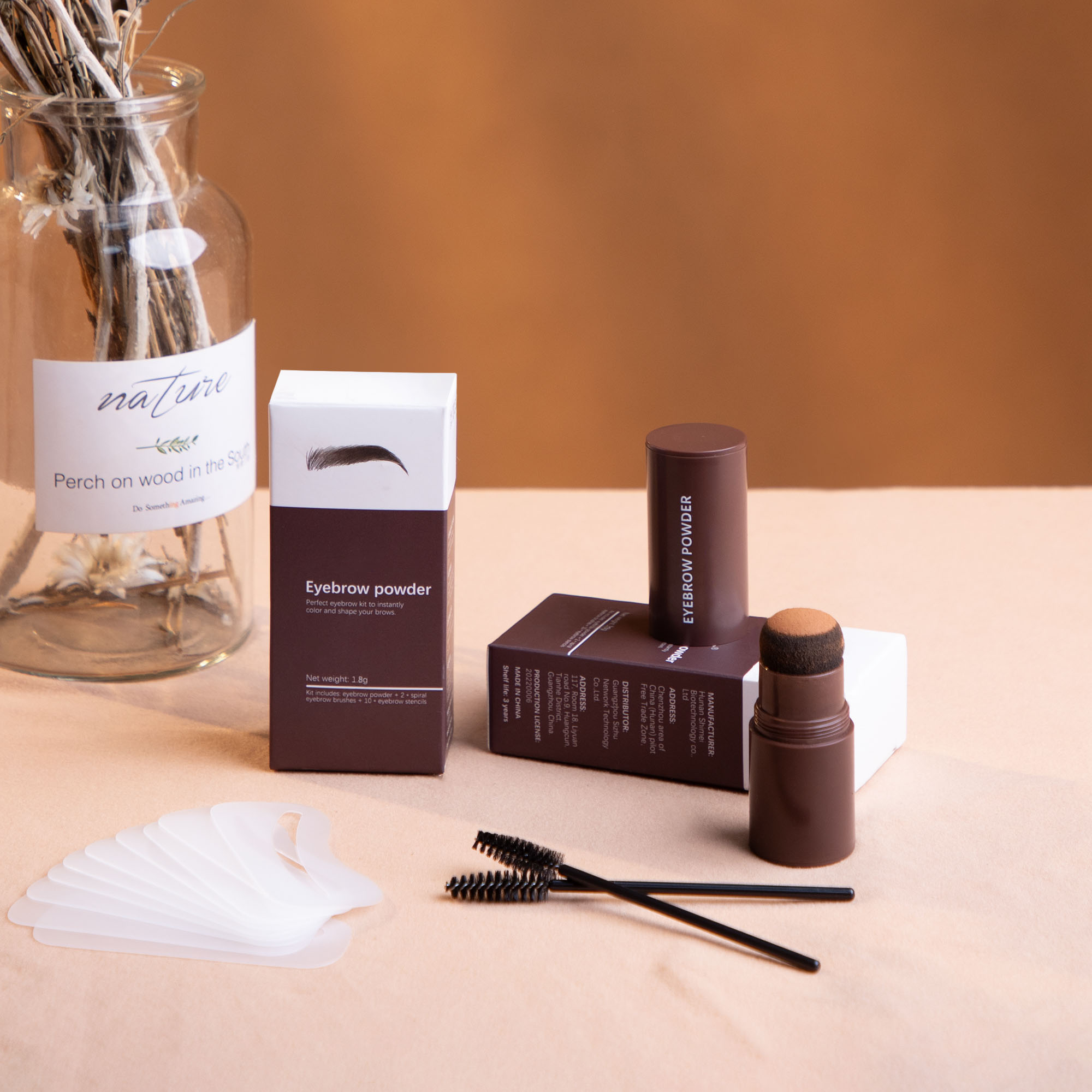 Eyebrow Stamp Stencil Kit with Brush Beginner Friendly Hairline Makeup Powder Long-Lasting Waterproof Smudge-Proof Eye Brow Stencils for Both Men and Women