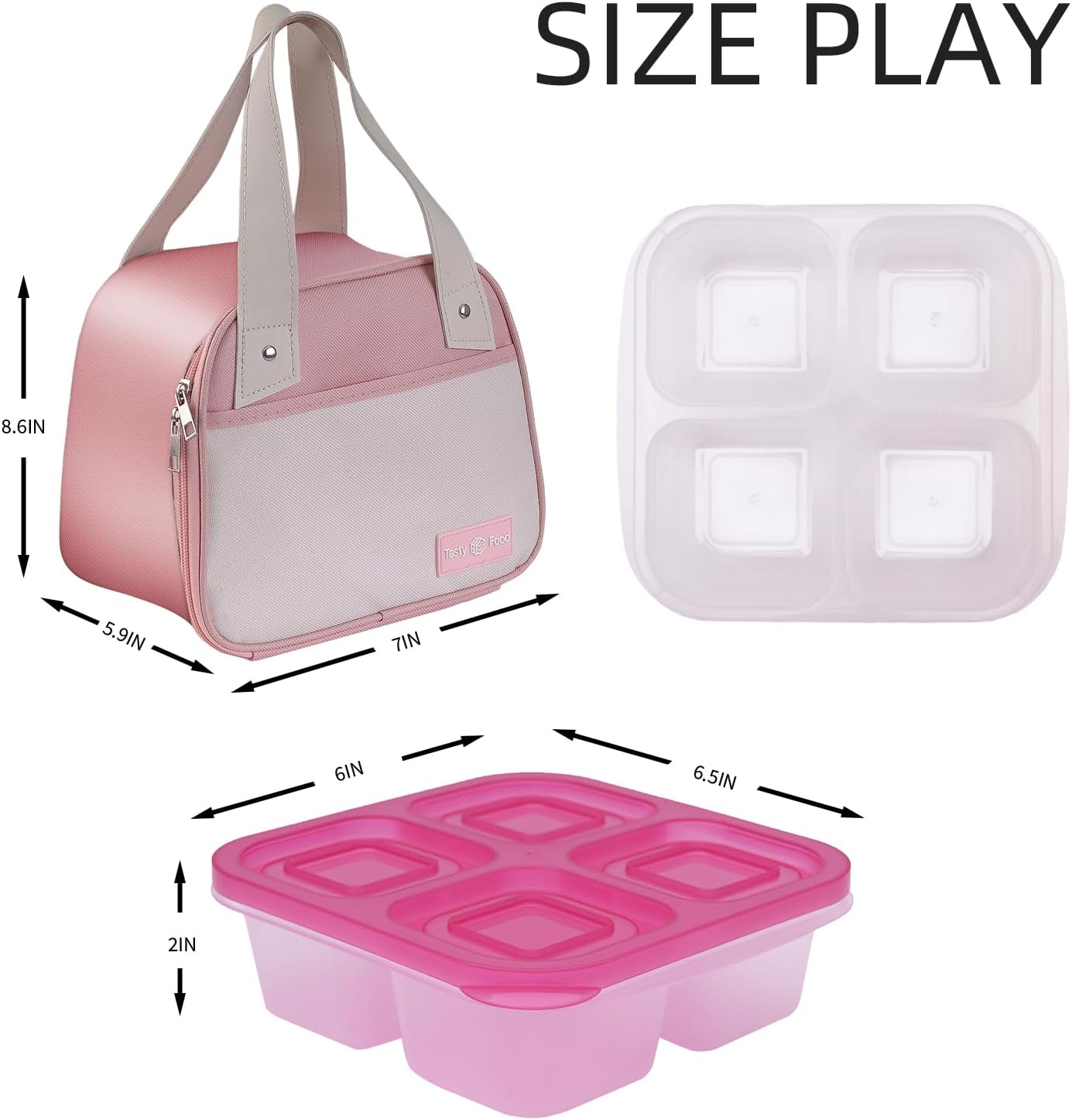 Bento Box for Adults Snack Lunch Boxes Set with Insulated Food Bag Snack Containers Set of 3-Stackable with 4 Compartments for Work Travel Outdoor