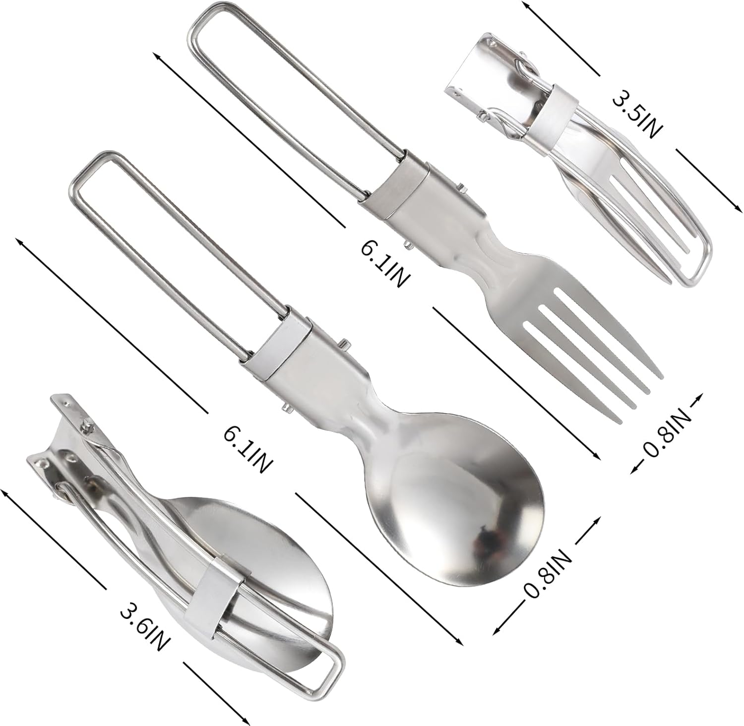 Camping Utensils Folding Spork Set, Fork and Spoon With Storage Box, Stainless Steel Tableware Accessories, Portable Outdoor Kitchen Set for Travel, Picnic, Hiking, Backpacks