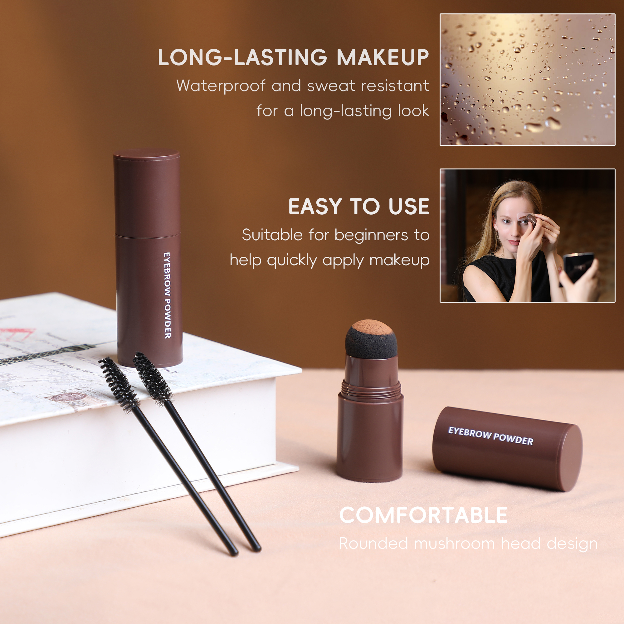 Eyebrow Stamp Stencil Kit with Brush Beginner Friendly Hairline Makeup Powder Long-Lasting Waterproof Smudge-Proof Eye Brow Stencils for Both Men and Women