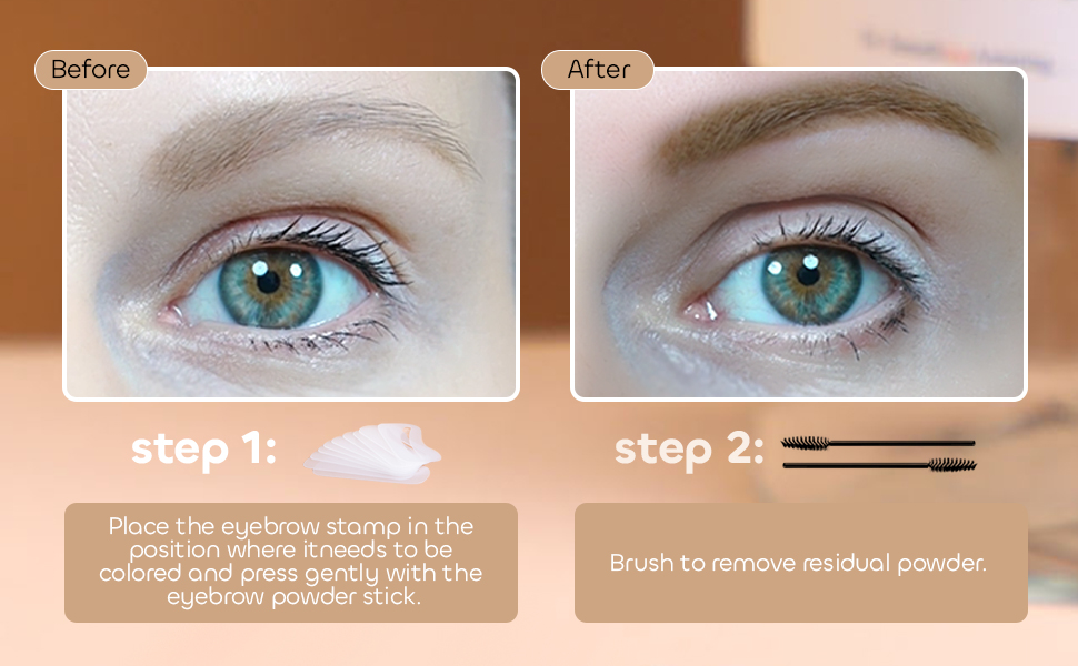 Eyebrow Stamp Stencil Kit with Brush Beginner Friendly Hairline Makeup Powder Long-Lasting Waterproof Smudge-Proof Eye Brow Stencils for Both Men and Women