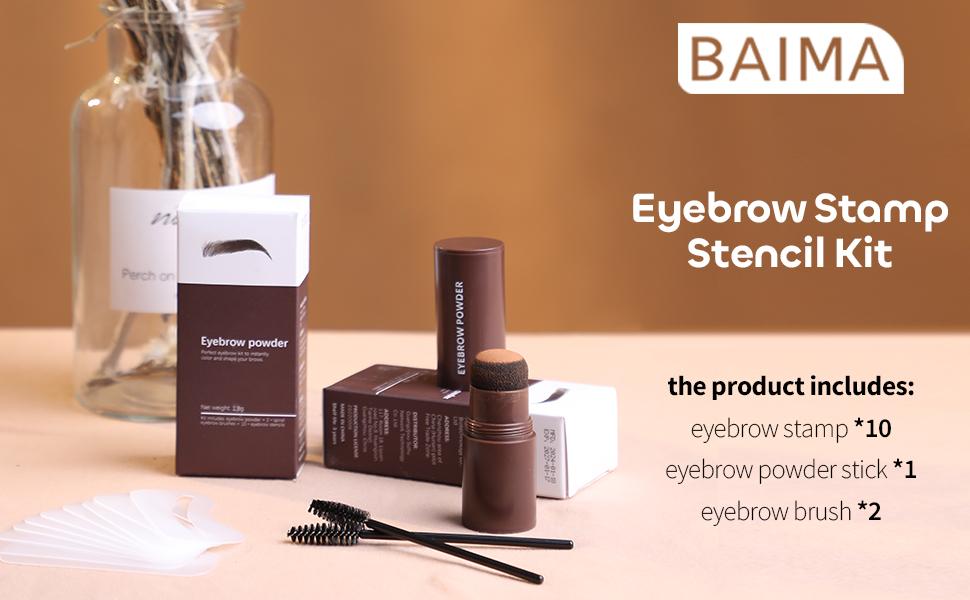 Eyebrow Stamp Stencil Kit with Brush Beginner Friendly Hairline Makeup Powder Long-Lasting Waterproof Smudge-Proof Eye Brow Stencils for Both Men and Women