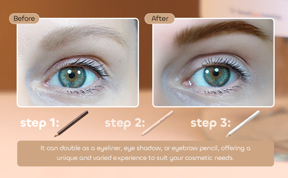Eyebrow Pen 3Pcs Multifunctional Use Waterproof Smudge Proof Makeup Contour Eyeliner Brow Pencils Set for Women