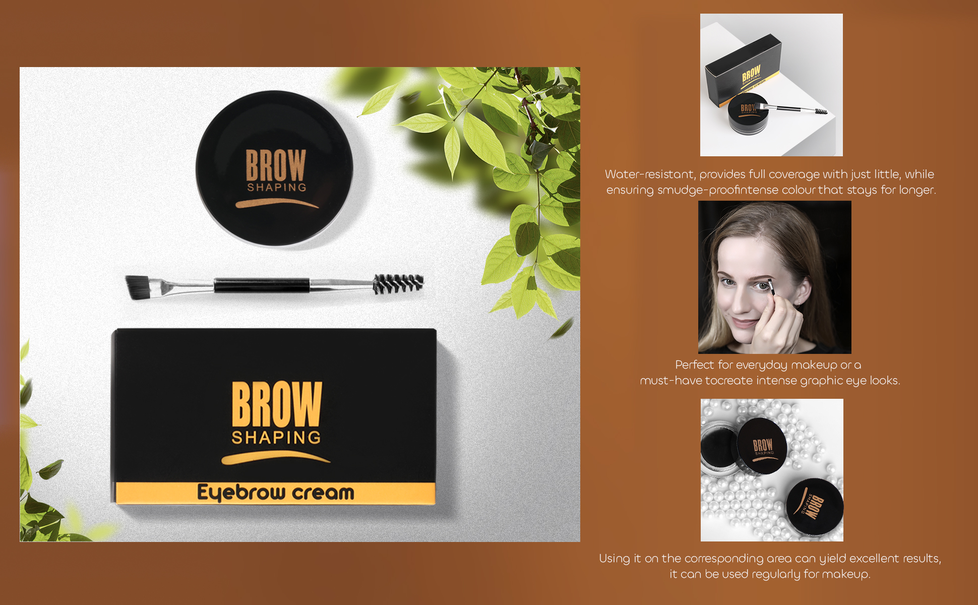 Eyebrow Cream with Brush, Long Lasting Waterproof Eyebrow Pencil Gel, Natural Brow Makeup