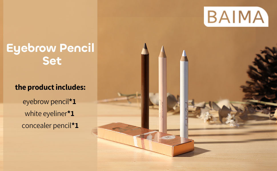 Eyebrow Pen 3Pcs Multifunctional Use Waterproof Smudge Proof Makeup Contour Eyeliner Brow Pencils Set for Women