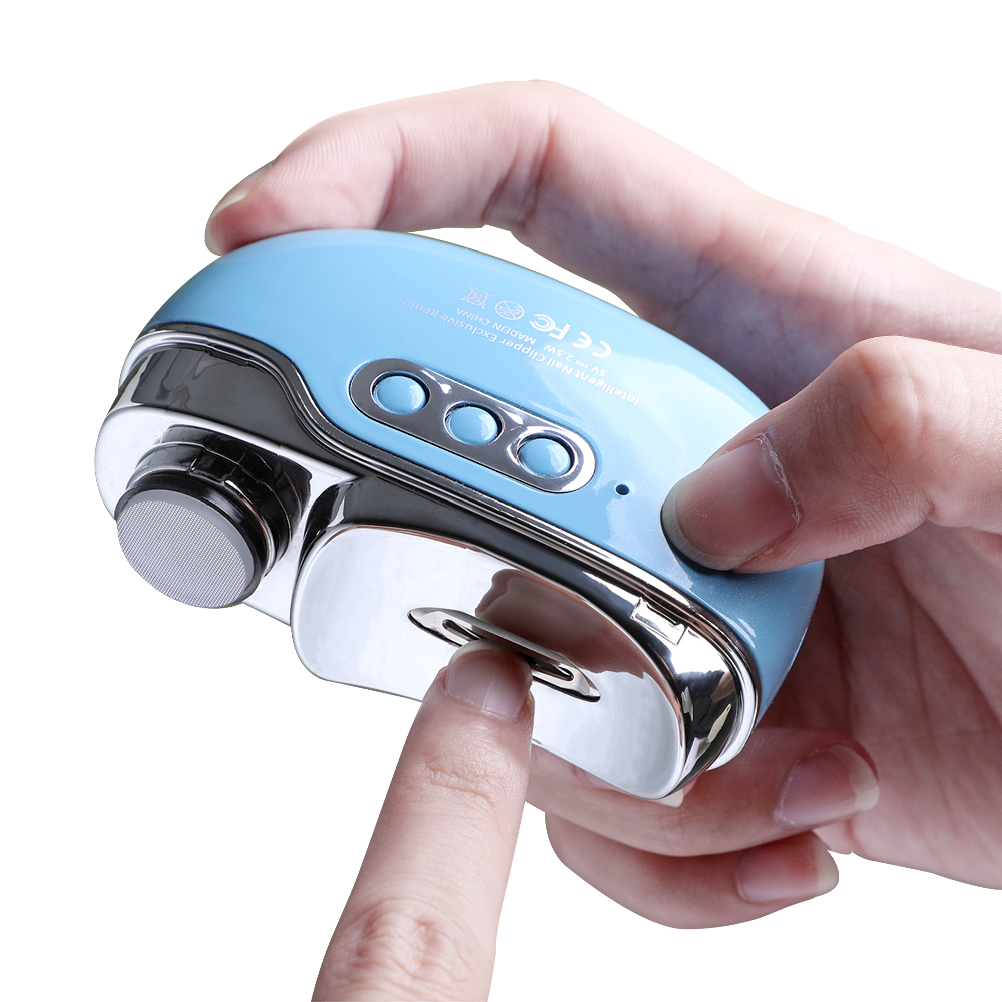 Electric Nail Clipper with UV Baking Light Nail Trimmer USB Rechargeable Polish Safety