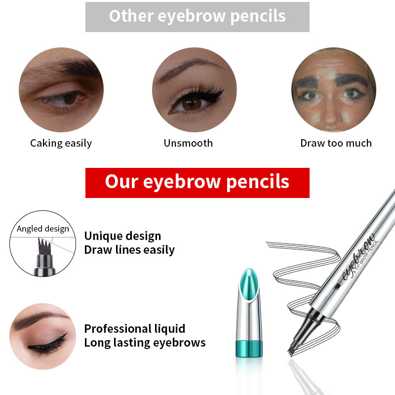 Four Forked Eyebrow Pencil, Four Claws Not Easily Smudged, Wild Eyebrow Color, Brown