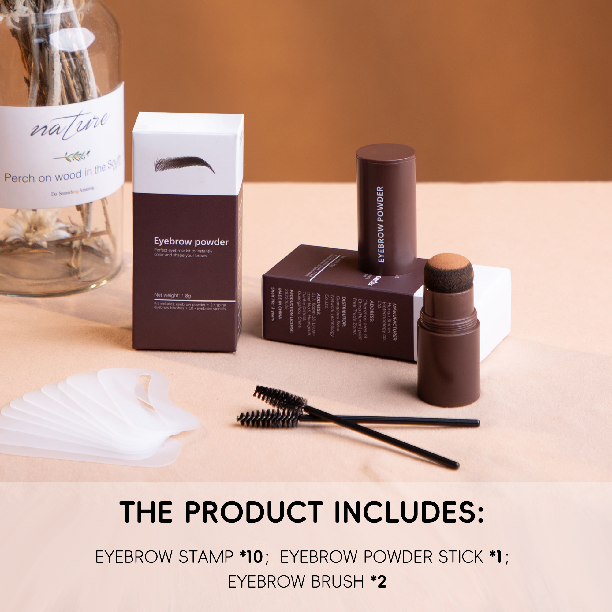 Eyebrow Stamp Stencil Kit with Brush Beginner Friendly Hairline Makeup Powder Long-Lasting Waterproof Smudge-Proof Eye Brow Stencils for Both Men and Women