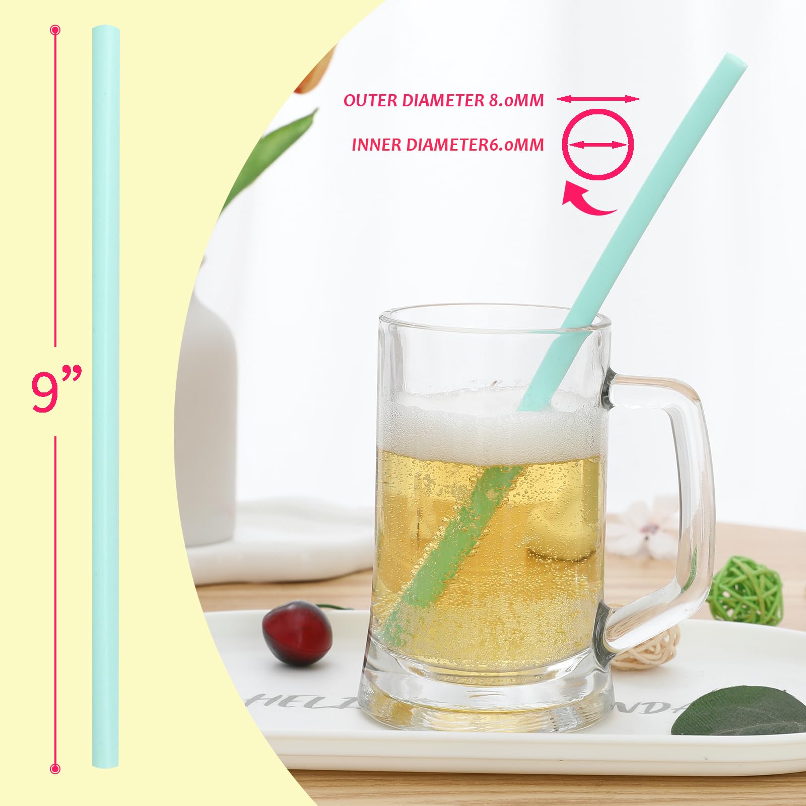 Silicone Straws Reusable - Dishwasher Safe Friendly,Travel, Flexible - Smoothie Straws with Straw Cleaner Brush,Multicolour