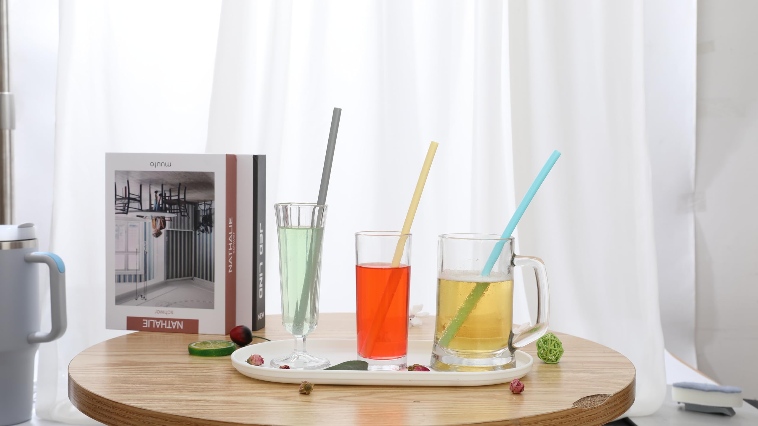 Silicone Straws Reusable - Dishwasher Safe Friendly,Travel, Flexible - Smoothie Straws with Straw Cleaner Brush,Multicolour