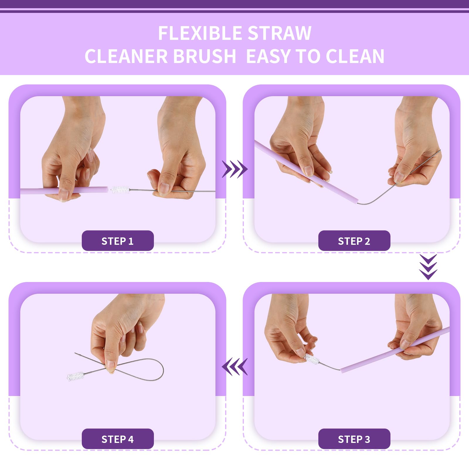 Silicone Straws Reusable - Dishwasher Safe Friendly,Travel, Flexible - Smoothie Straws with Straw Cleaner Brush,Multicolour