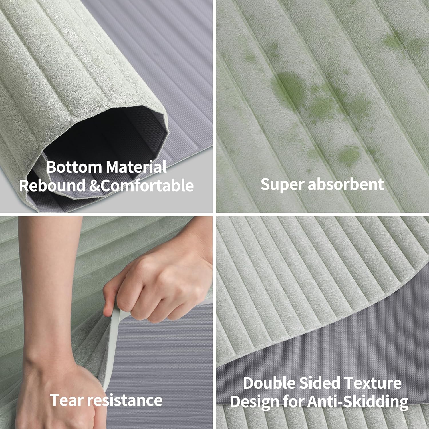 OGOGO Yoga Mat with Suede Finish, Extra Long and Wide 74 x 26 x 1/3 Inches Thick POE Material, Wavy Texture Non-Slip Design