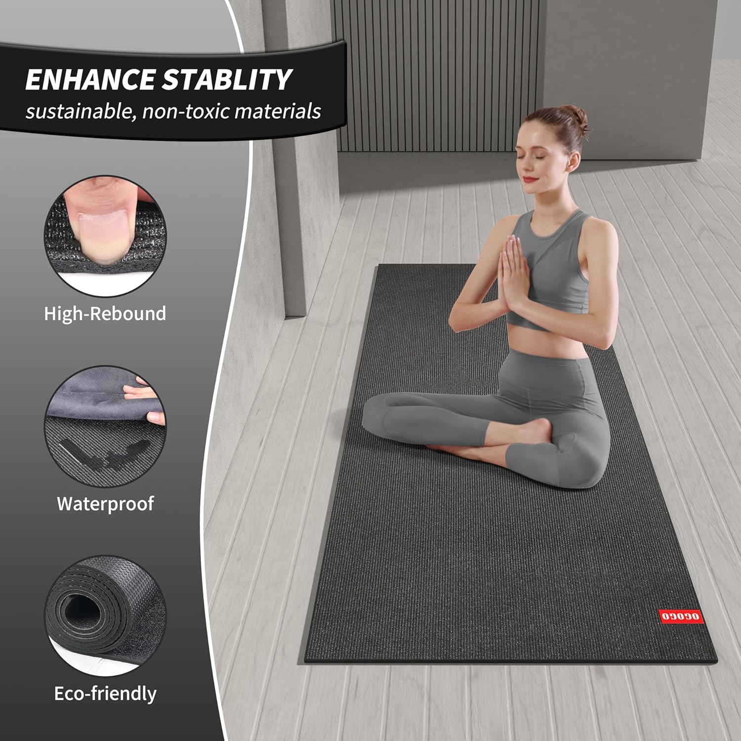 OGOGO Premium Yoga Mat - Extra Long and Wide 78. 7x 26 x1/4 inches, Non-Slip Surface, Eco-Friendly, Lightweight and Portable with Carrying Strap, Ideal for Yoga and Pilates, Black