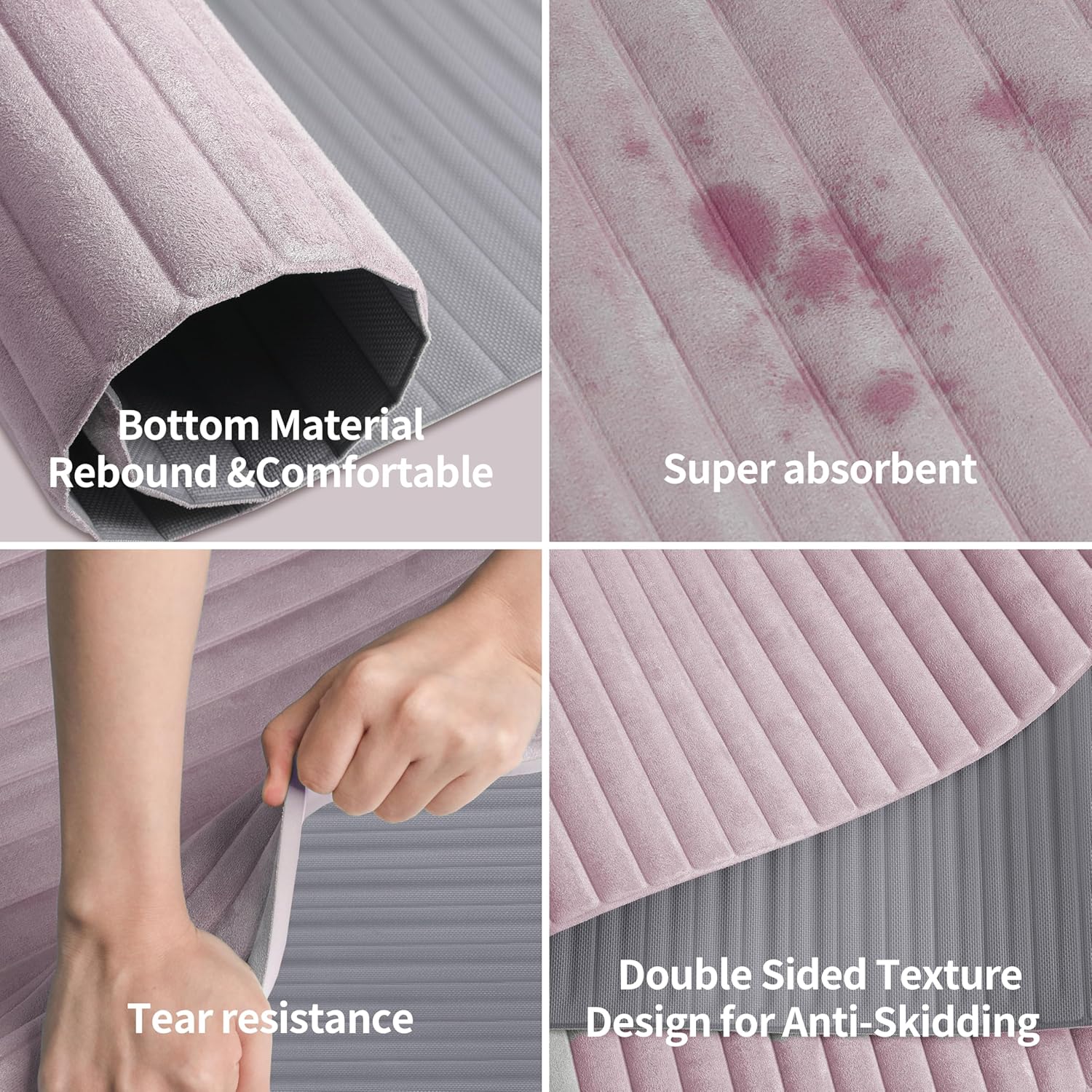 OGOGO Yoga Mat with Suede Finish, Extra Long and Wide 74 x 26 x 1/3 Inches Thick POE Material, Wavy Texture Non-Slip Design