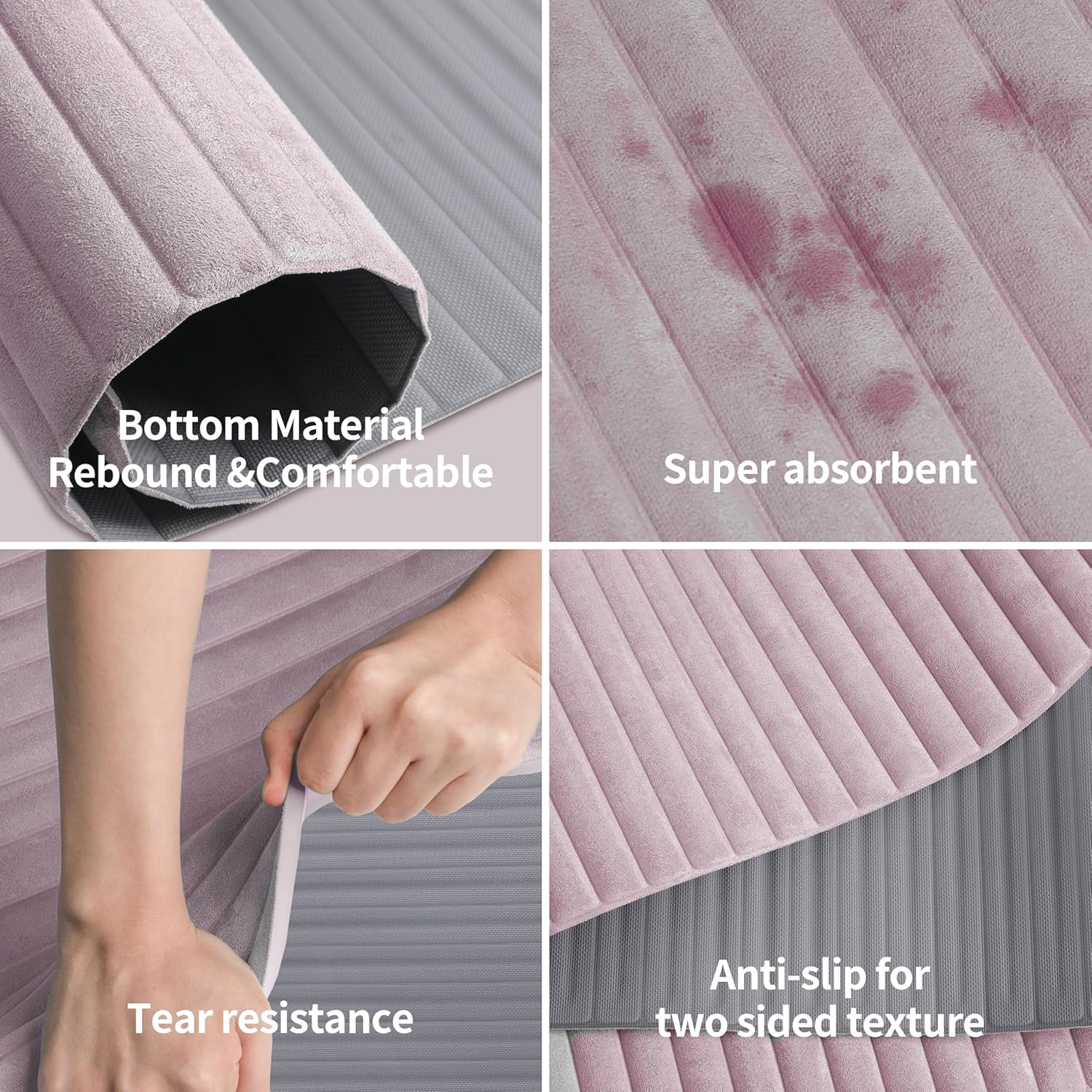 OGOGO Yoga Mat with Suede Finish, Extra Long and Wide 74 x 26 x 1/3 Inches Thick POE Material, Wavy Texture Non-Slip Design