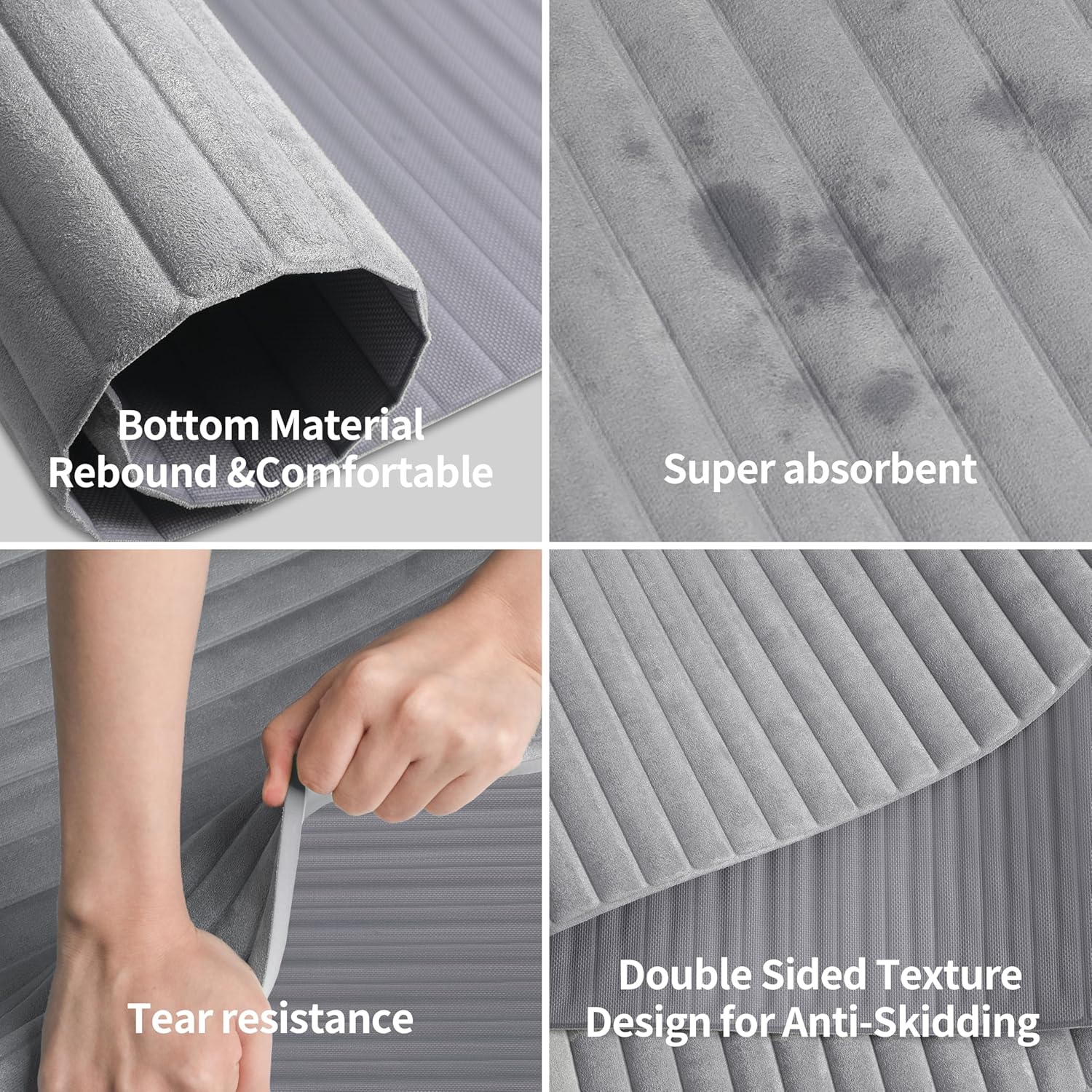 OGOGO Yoga Mat with Suede Finish, Extra Long and Wide 74 x 26 x 1/3 Inches Thick POE Material, Wavy Texture Non-Slip Design