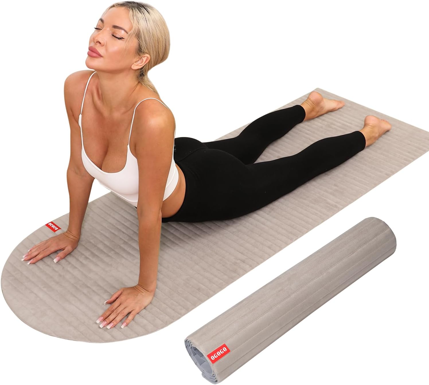 OGOGO Yoga Mat with Suede Finish, Extra Long and Wide 74 x 26 x 1/3 Inches Thick POE Material, Wavy Texture Non-Slip Design