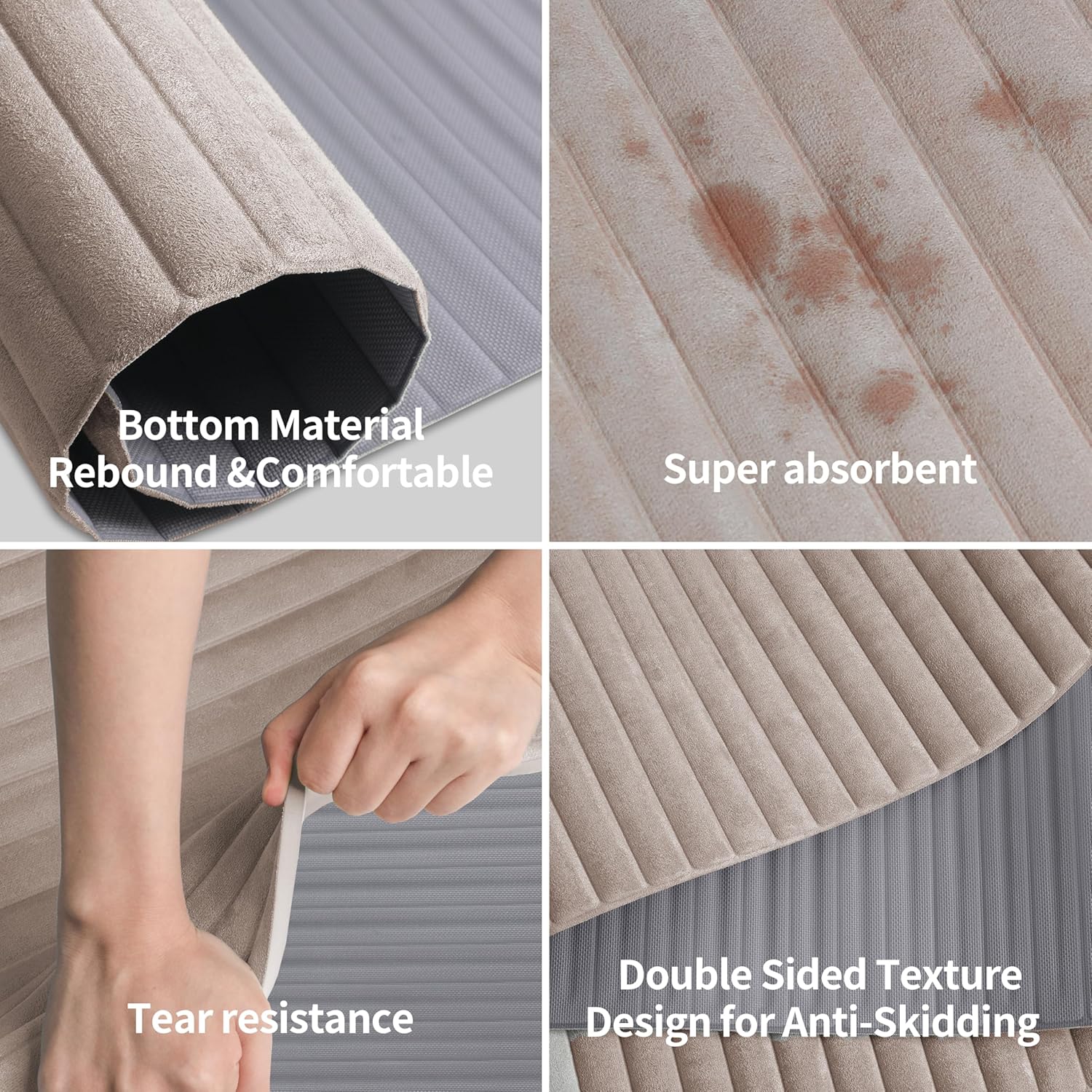 OGOGO Yoga Mat with Suede Finish, Extra Long and Wide 74 x 26 x 1/3 Inches Thick POE Material, Wavy Texture Non-Slip Design