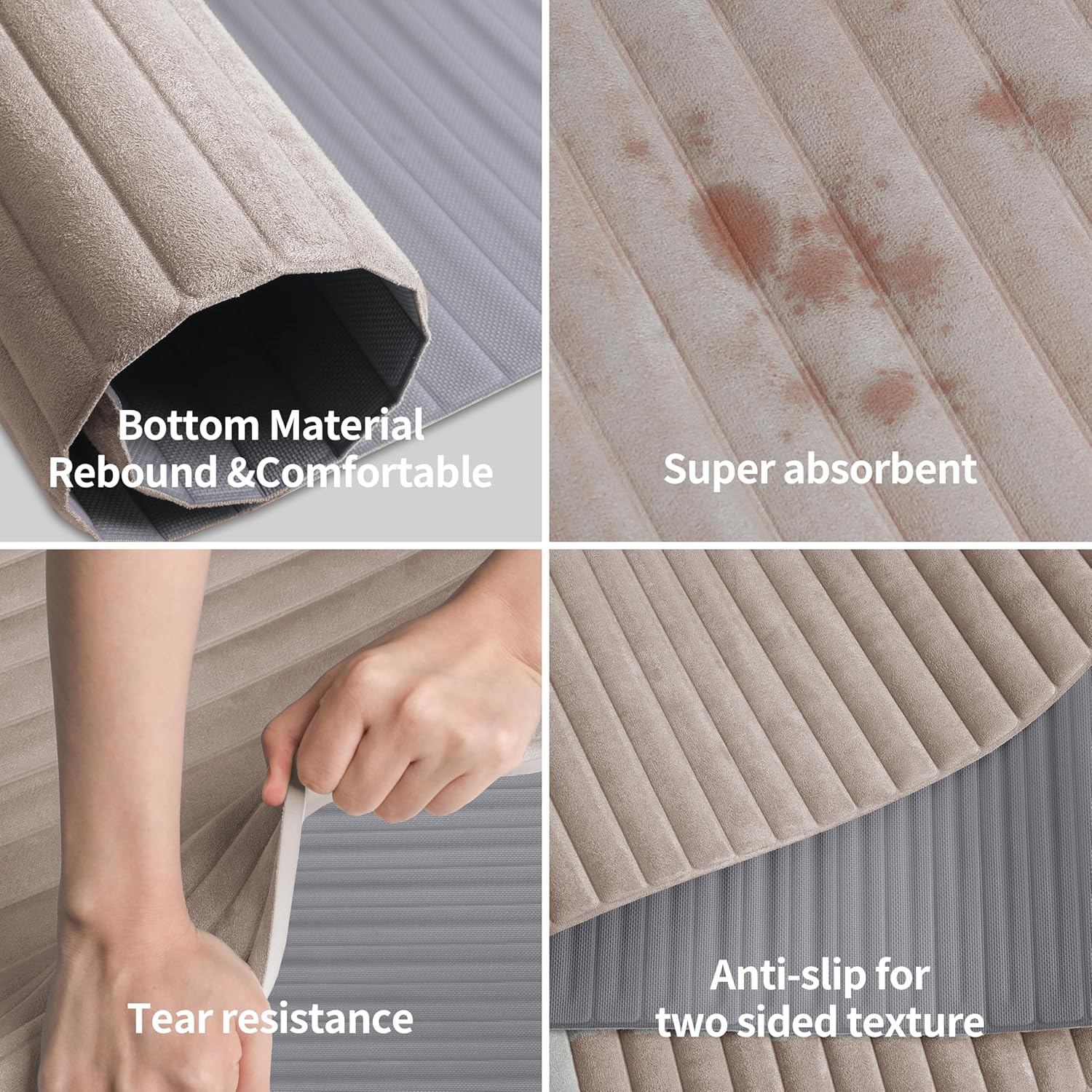 OGOGO Yoga Mat with Suede Finish, Extra Long and Wide 74 x 26 x 1/3 Inches Thick POE Material, Wavy Texture Non-Slip Design