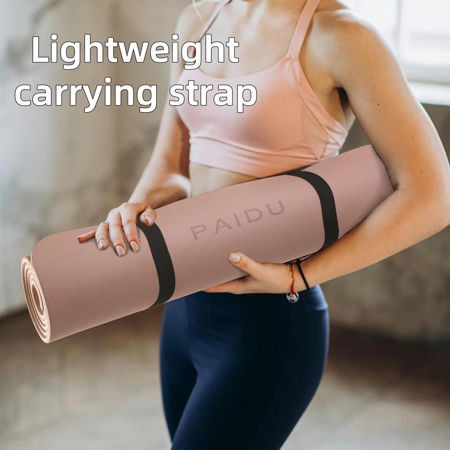 Yoga Mat Non Slip Anti-tear,extra thick High Resiliency Professional POE Yoga Mats for Women Men Kids,70"x24"x10mm,Workout, Yoga, Pilates and Floor Exercise, with Carrier Strap