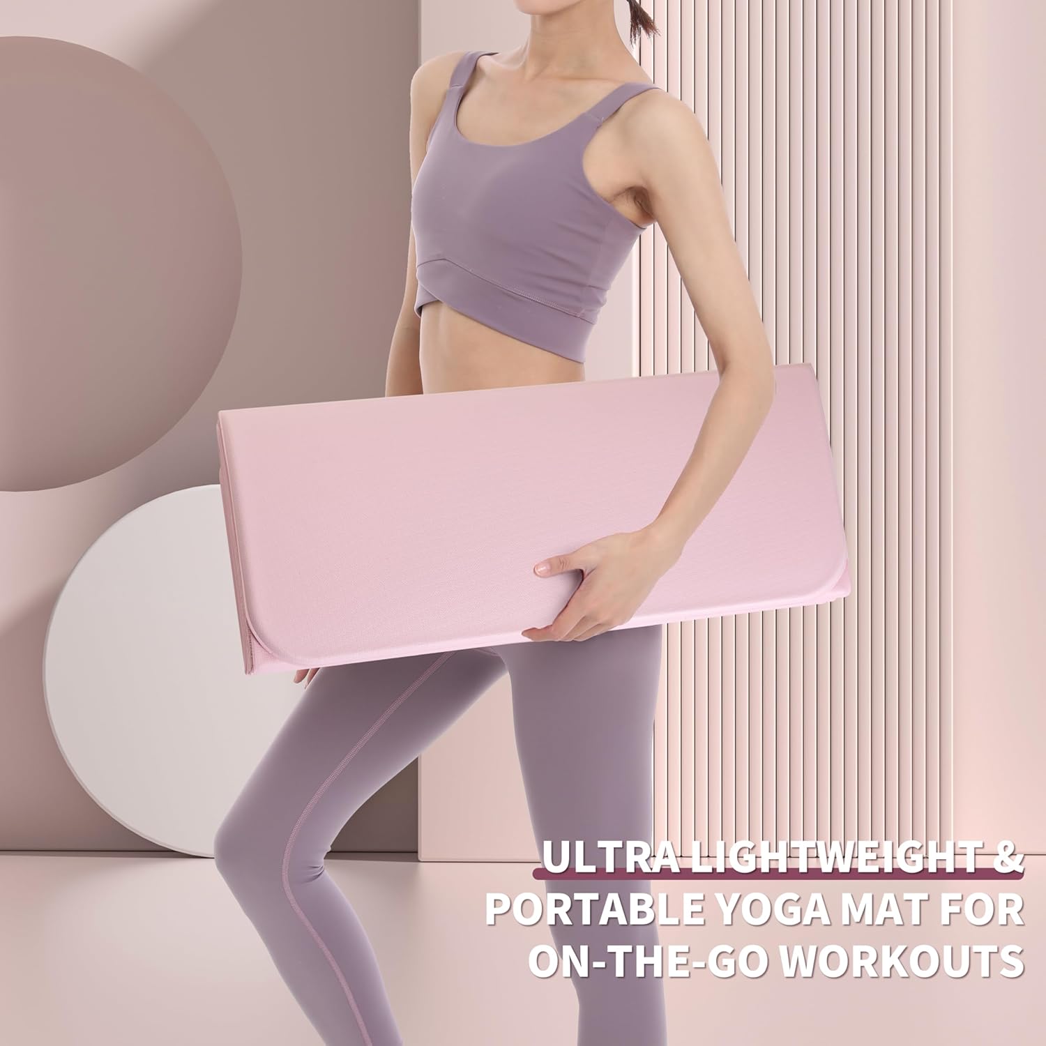 OGOGO Foldable Yoga Mat - Extra Thick 70" x 24.8"x 2/5 Inches Eco-Friendly POE Material, Non-Slip Design Fitness Mats, Multi-Purpose Workout Mats For Studio or Home Use…