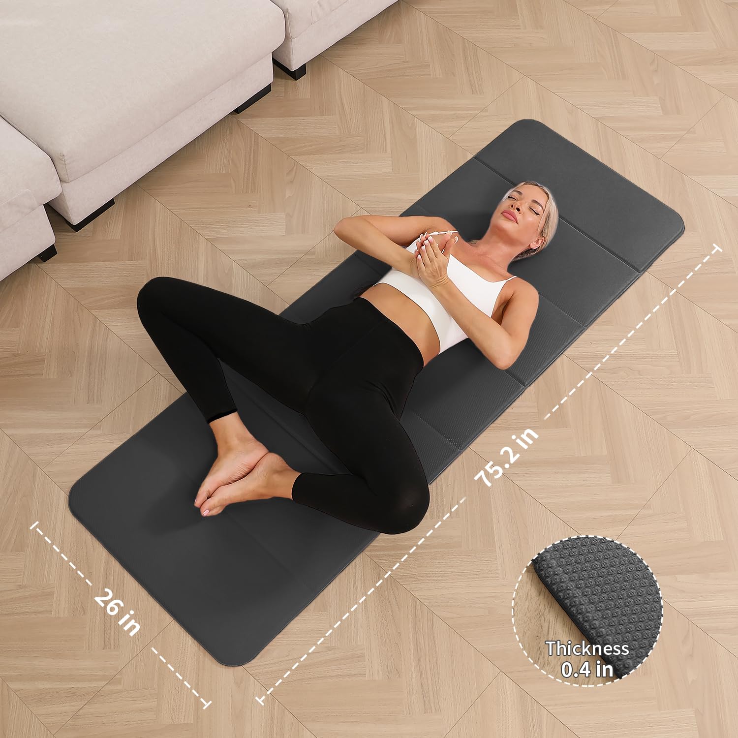 Foldable Yoga mat -10mm thick, POE material, portable multi-functional folding mat - comfortable and durable, easy to carry, suitable for outdoor travel, home exercise and yoga fitness